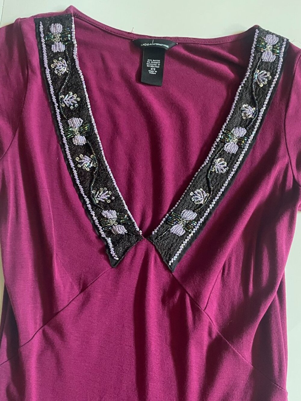 Burgundy Short Sleeves Dress